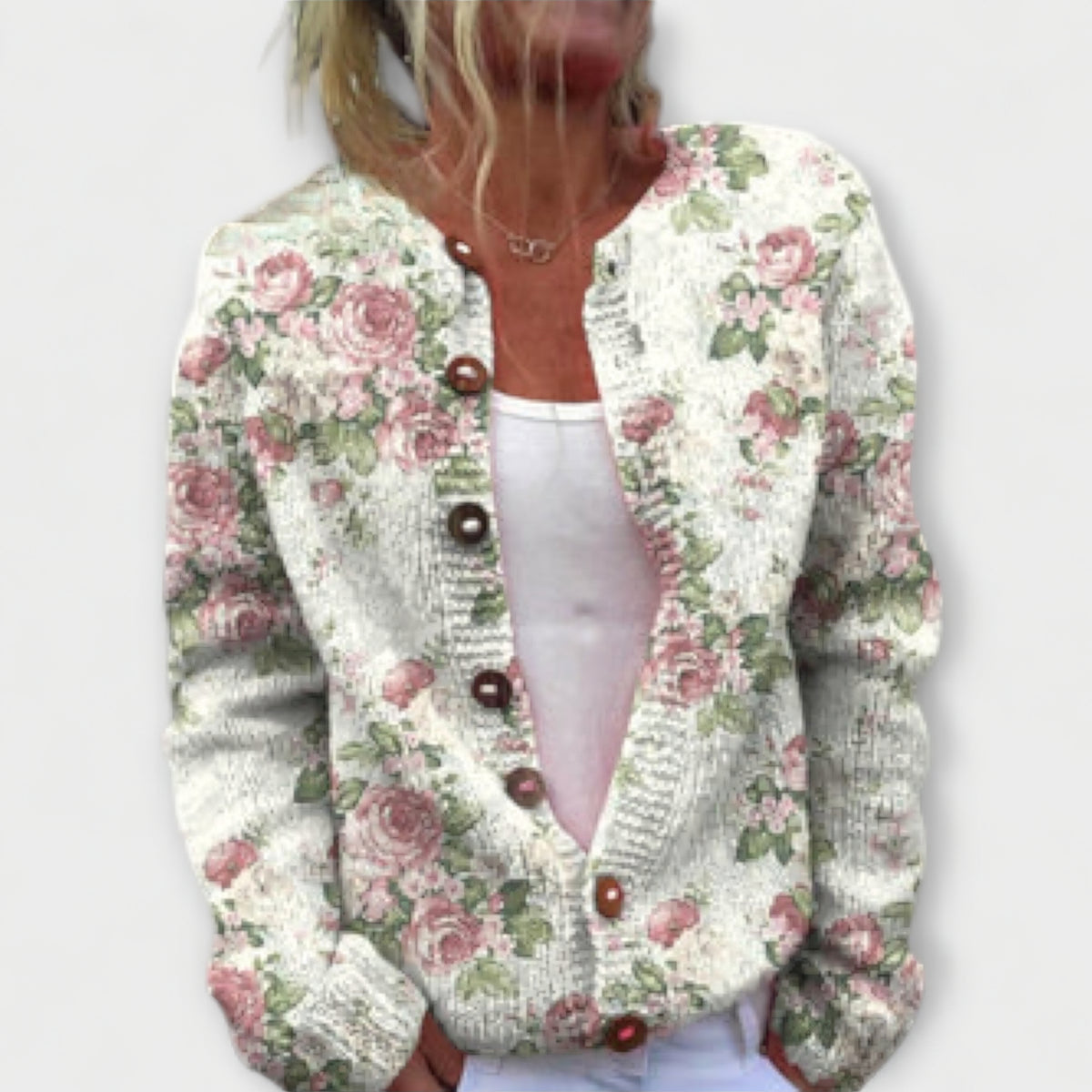 Noa | Cardigan crème à imprimé floral