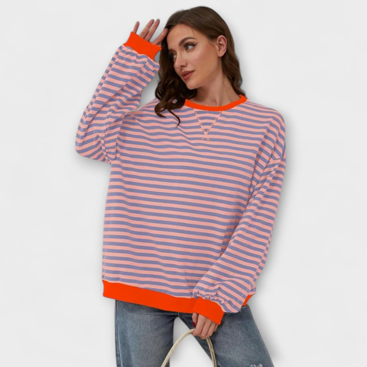Marlene | Pull oversize rayé bleu et blanc