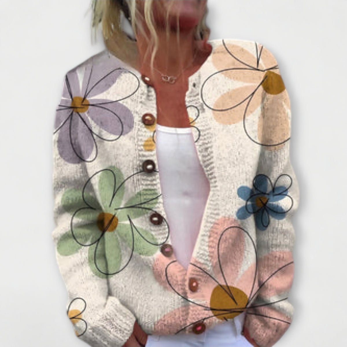 Mea | Cardigan blanc à motif floral