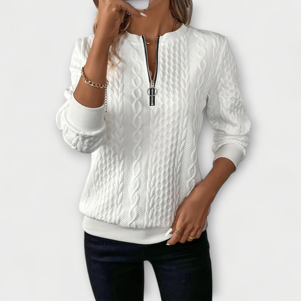 Joy | Gilet zippé à maille torsadée
