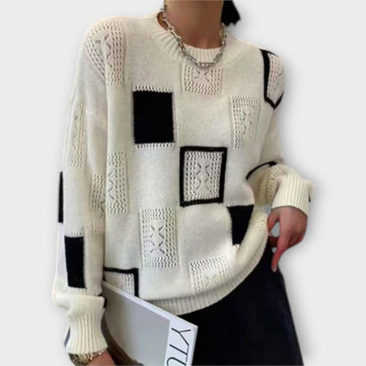 Isalina | Pull crème à motif graphique