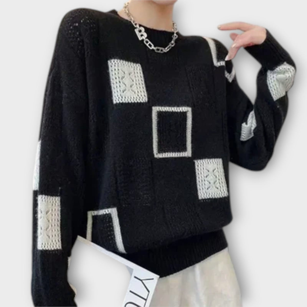 Isalina | Pull crème à motif graphique