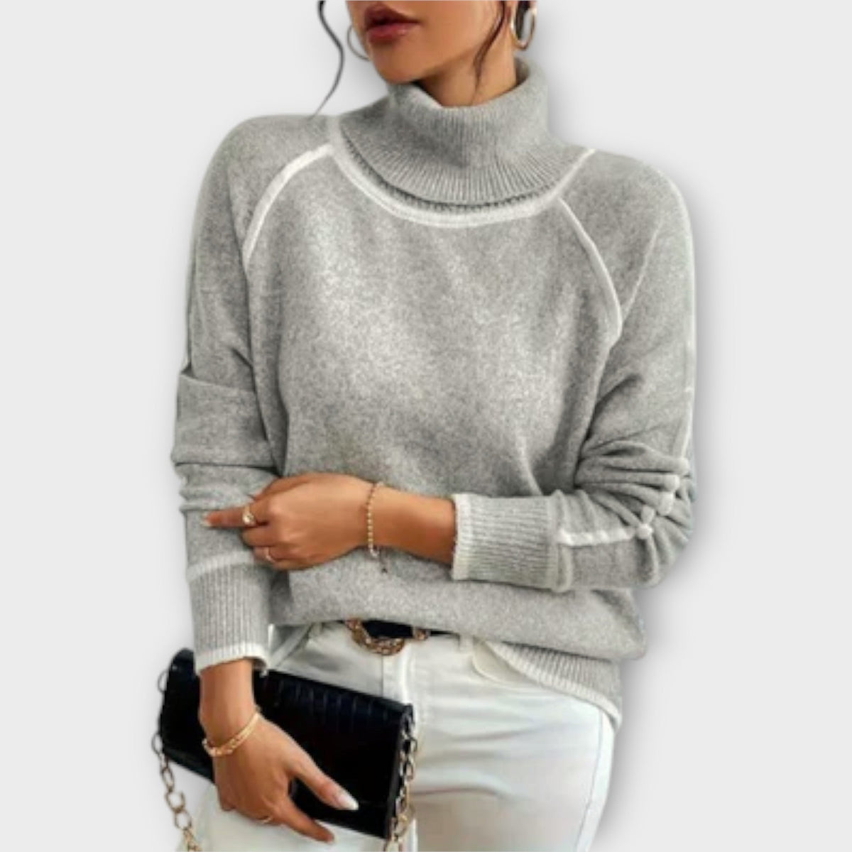 Aurora | Pull gris à col roulé