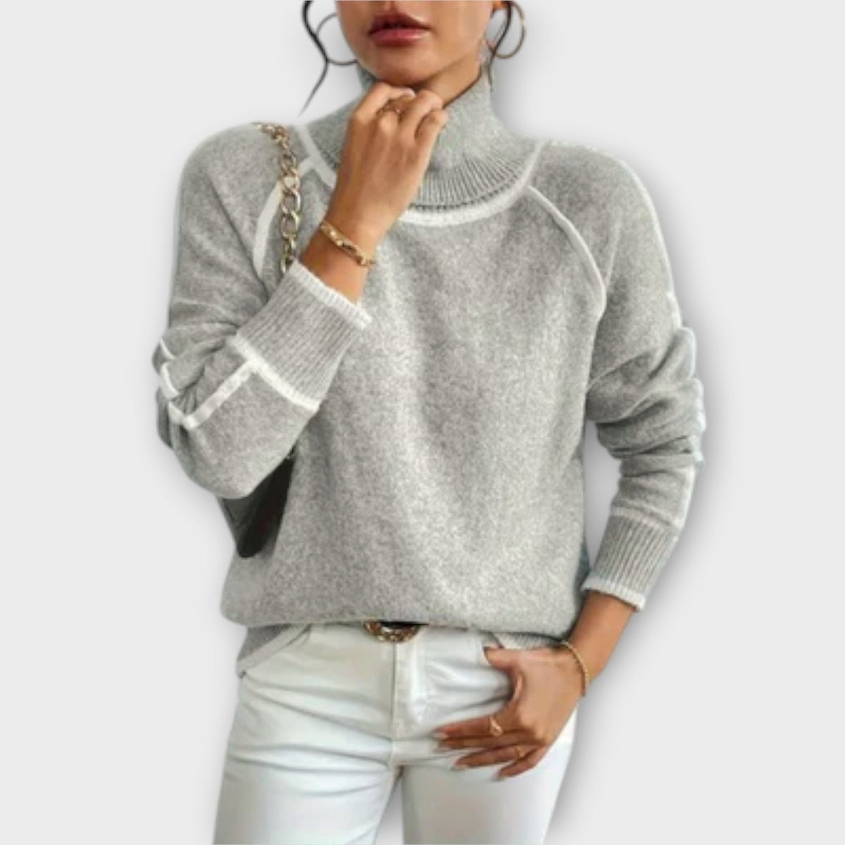 Aurora | Pull gris à col roulé