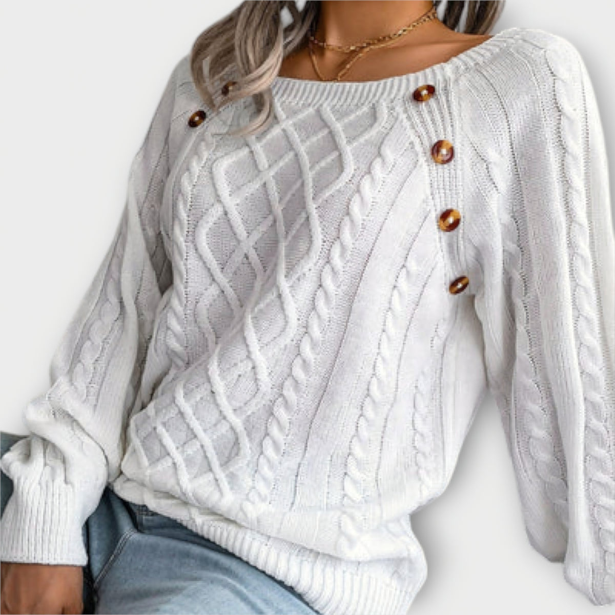 Malia | Pull à boutons et torsades