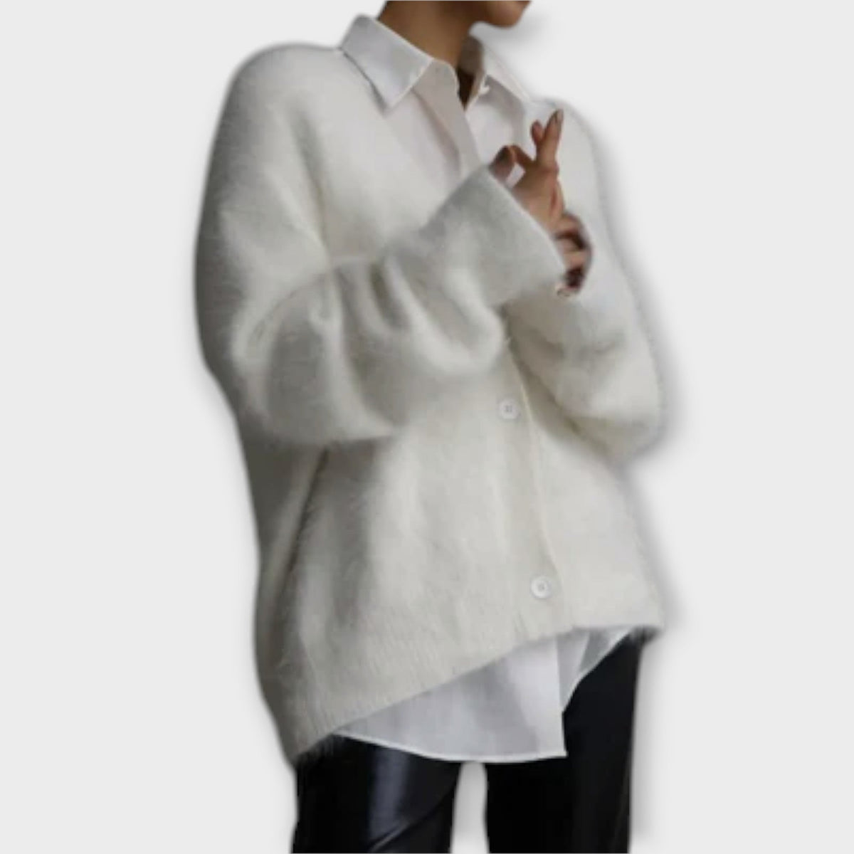 Dahlia | Cardigan beige effet peluche