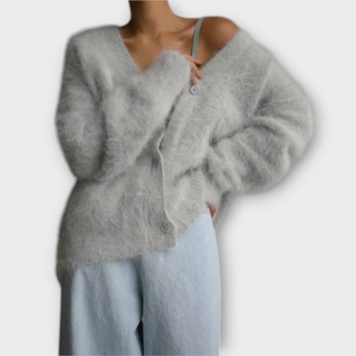 Dahlia | Cardigan beige effet peluche
