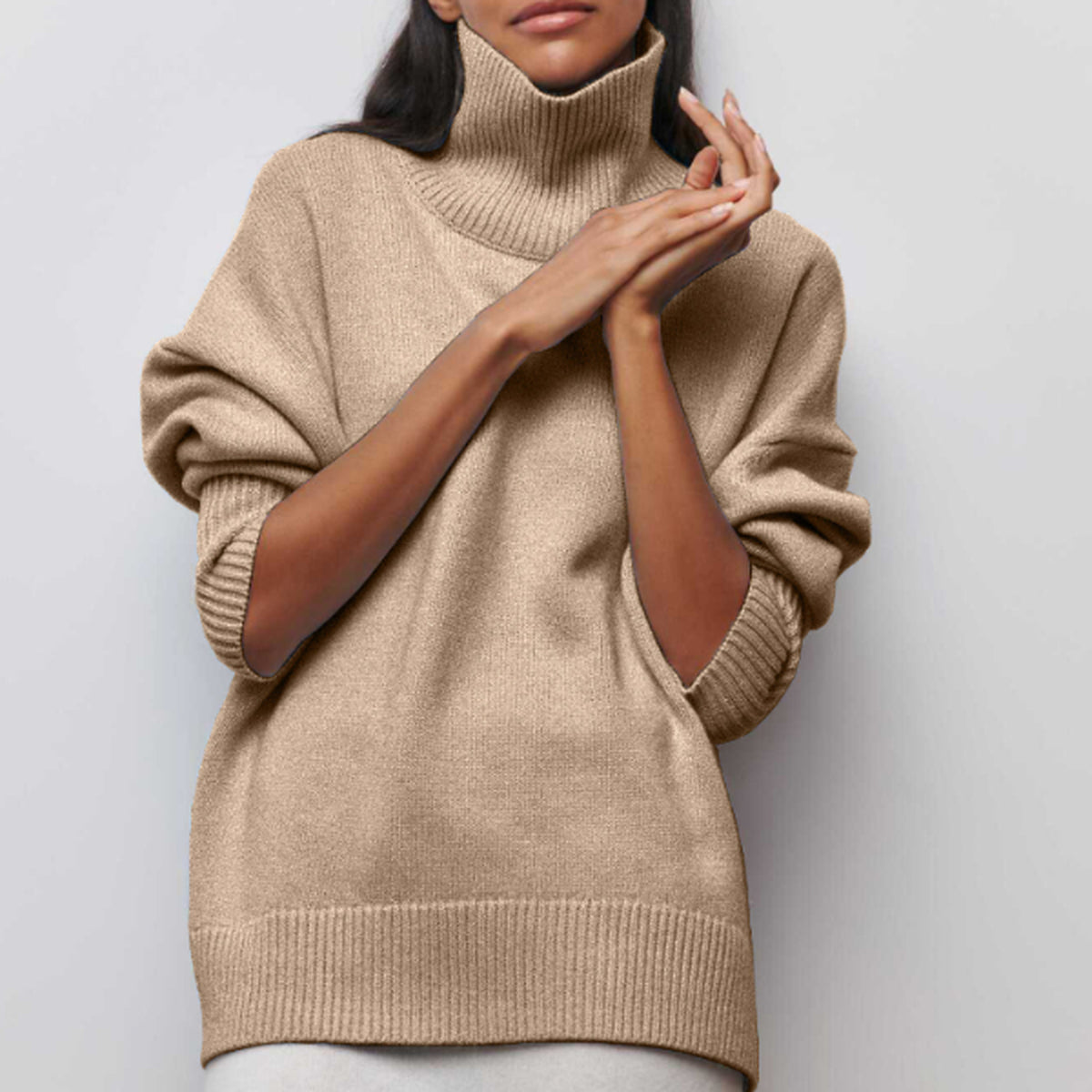Katrielle | Pull bleu clair à col roulé