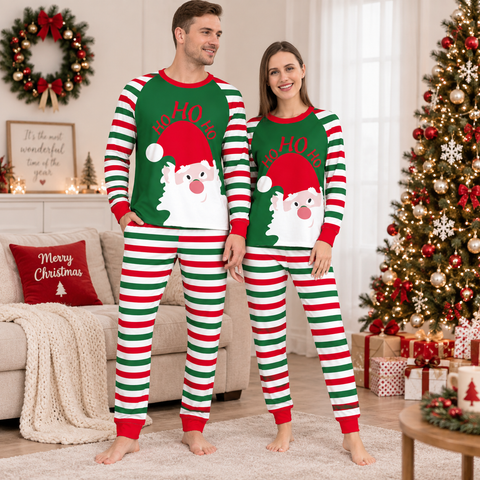 Pyjama de Noël à Père Noël et pantalon rayé