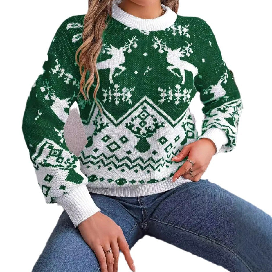 Pull de Noël à rennes et motifs nordiques — Amielle Paris