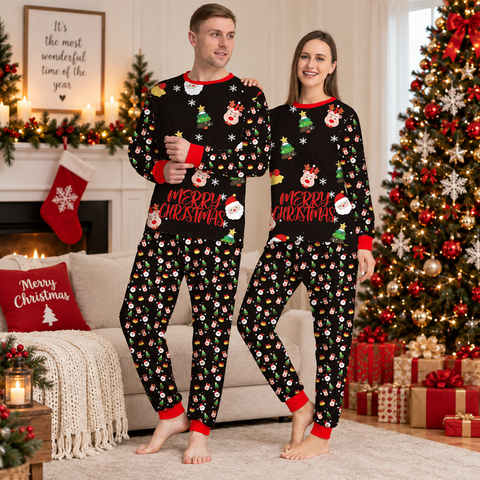Pyjama de Noël à Père Noël et rennes
