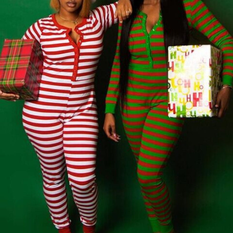 Combinaison pyjama de Noël à rayures — Amielle Paris