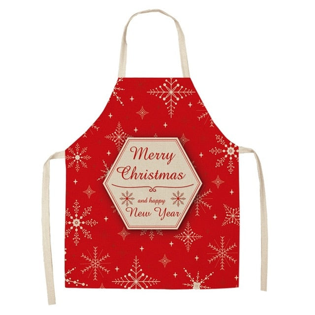 Tablier de Noël en coton et lin à tour de cou réglable — Amielle Paris