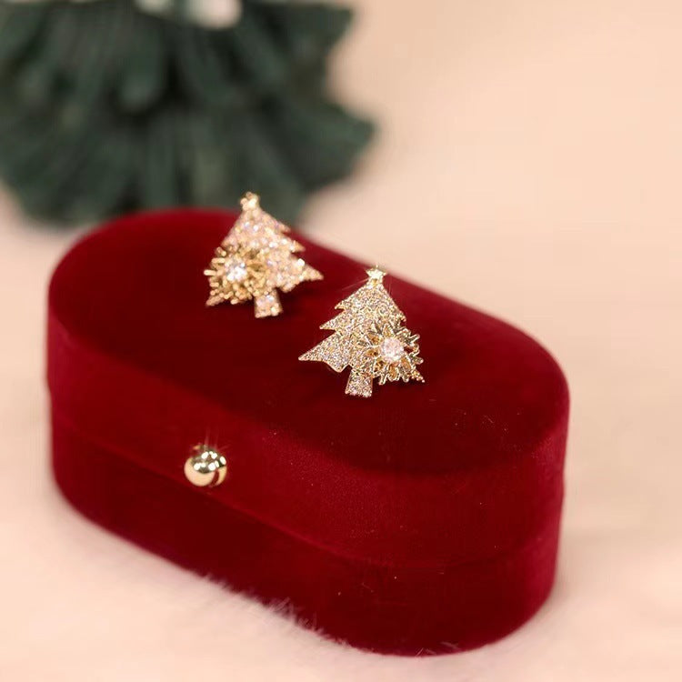 Boucles d’oreilles sapin à flocon pivotant — Amielle Paris