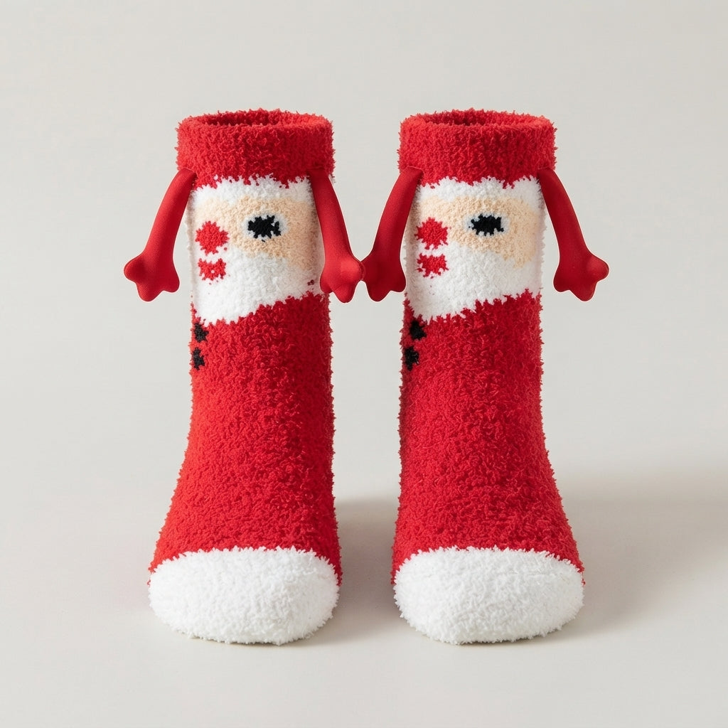 Chaussettes duveteuses de Noël à détails aimantés — Amielle Paris