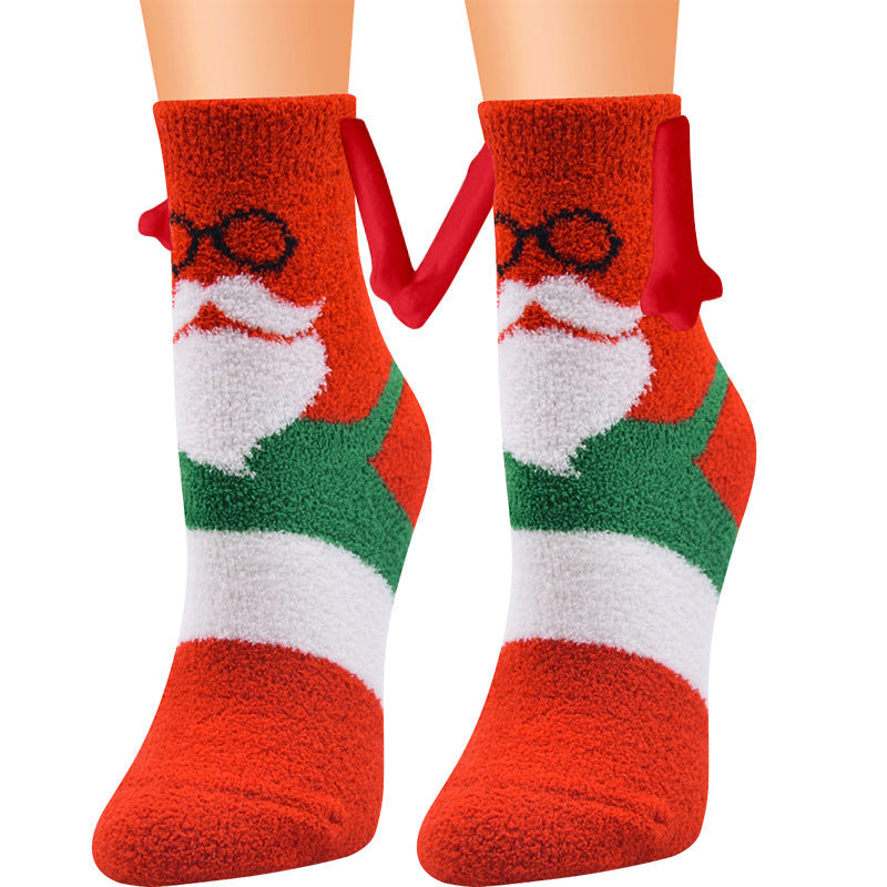 Chaussettes duveteuses de Noël à détails aimantés — Amielle Paris