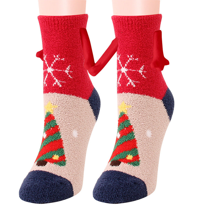 Chaussettes duveteuses de Noël à détails aimantés — Amielle Paris