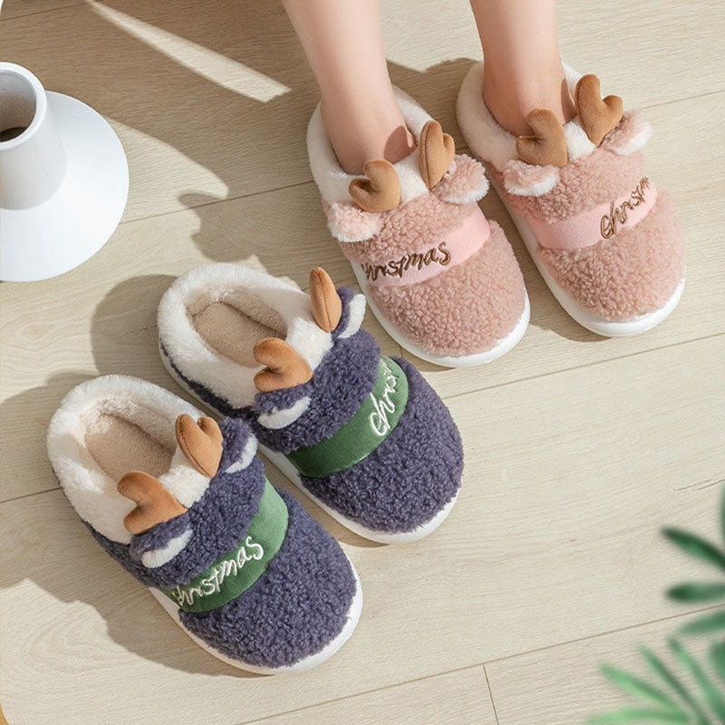 Chaussons de Noël à bois de renne et bride — Amielle Paris