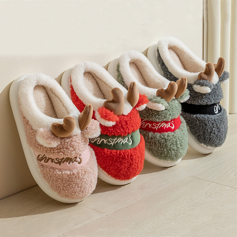 Chaussons de Noël à bois de renne et bride — Amielle Paris