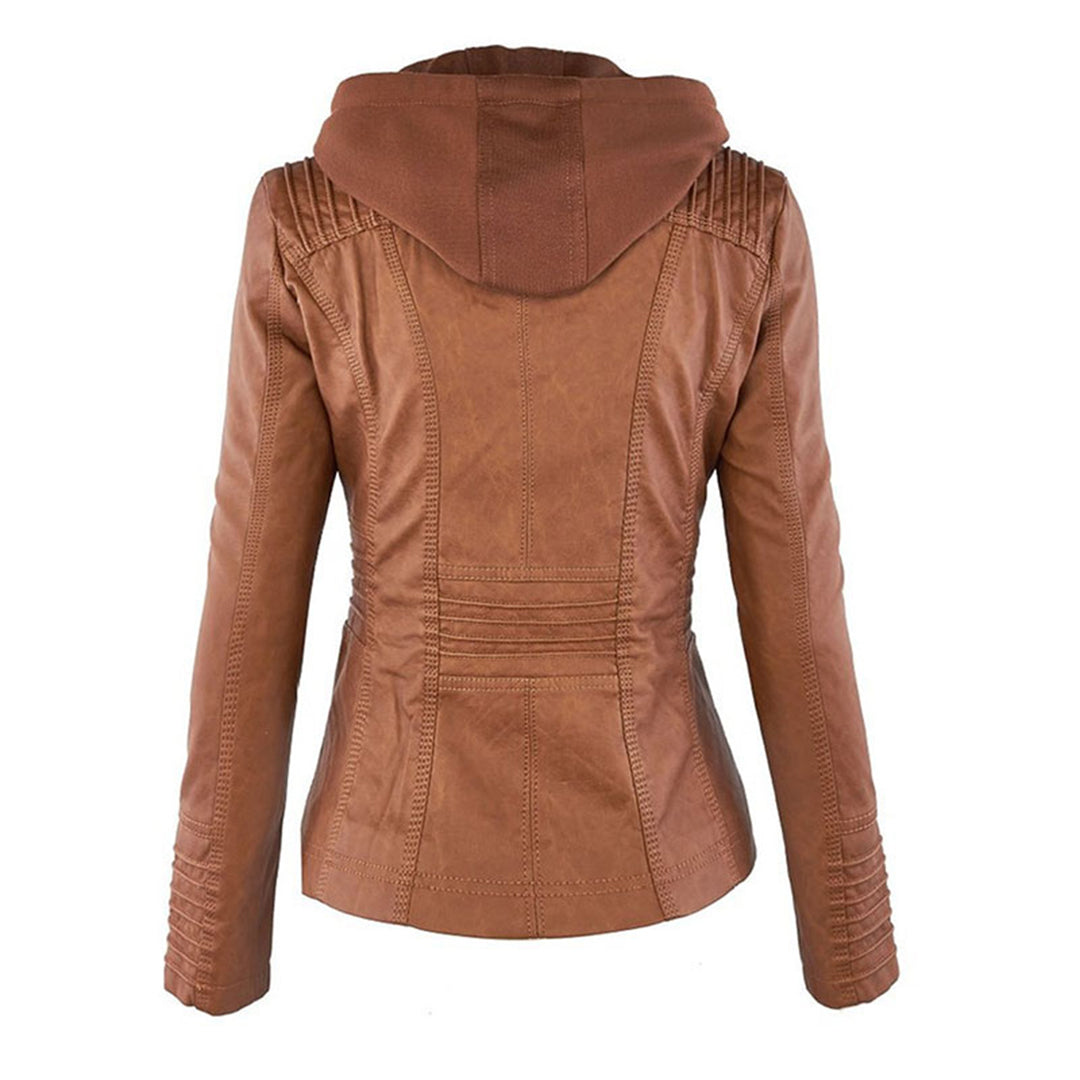 Veste aspect cuir à capuche amovible — Amielle Paris