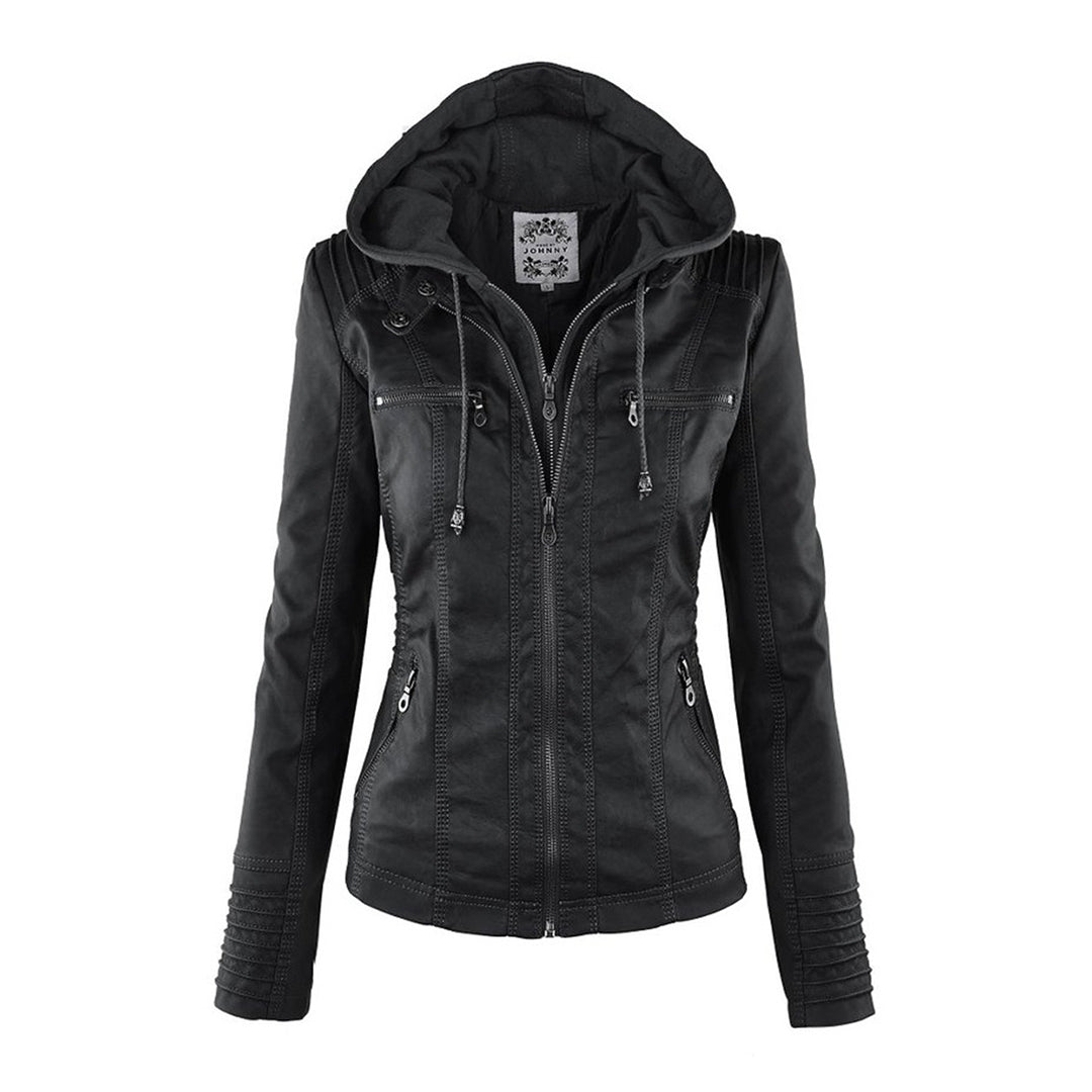 Veste aspect cuir à capuche amovible — Amielle Paris
