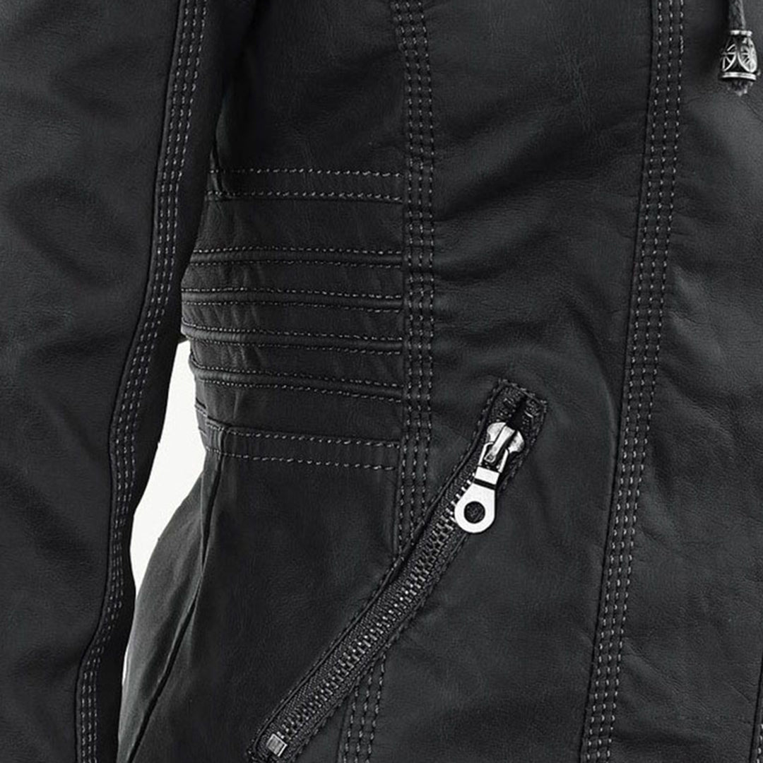 Veste aspect cuir à capuche amovible — Amielle Paris