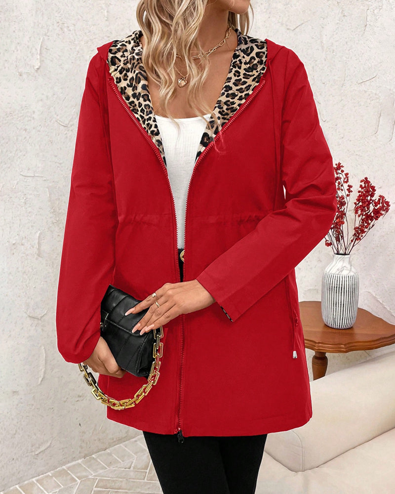 Manteau à capuche avec doublure léopard — Amielle Paris
