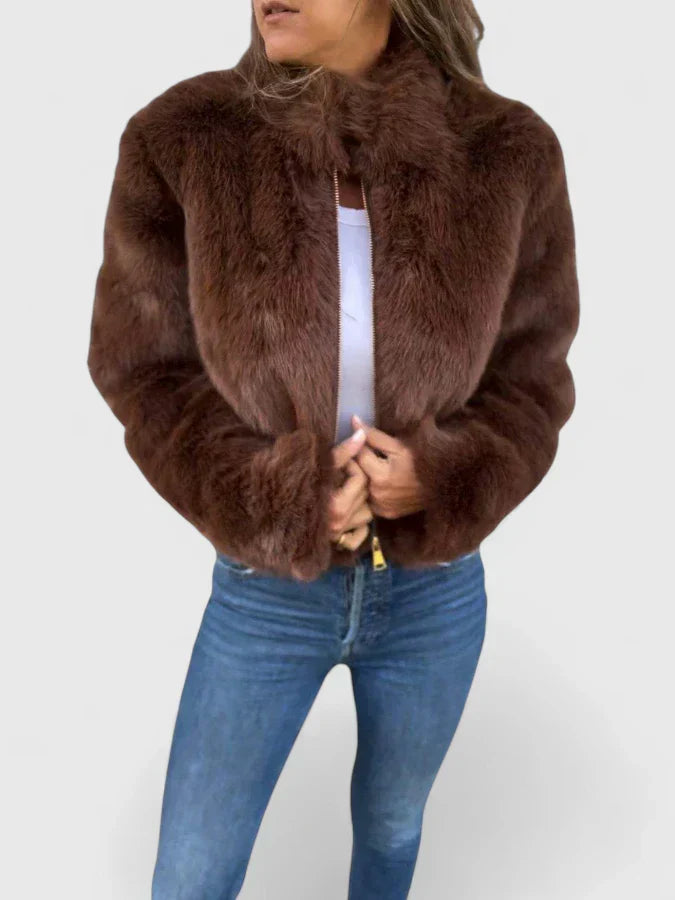 Veste en fausse fourrure à col montant — Amielle Paris