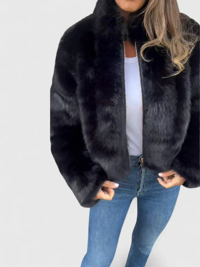 Veste en fausse fourrure à col montant — Amielle Paris