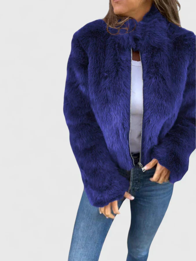 Veste en fausse fourrure à col montant — Amielle Paris