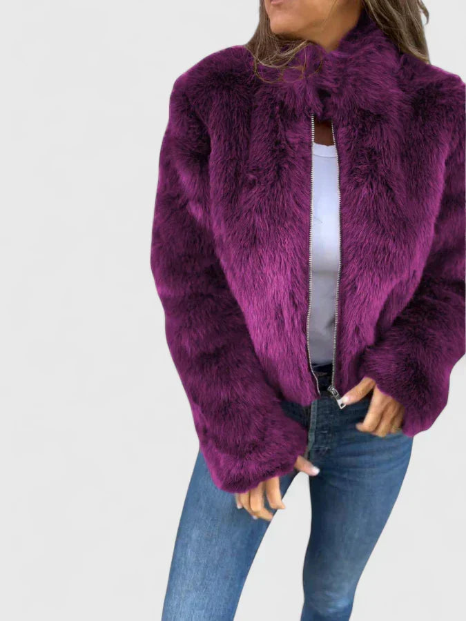 Veste en fausse fourrure à col montant — Amielle Paris