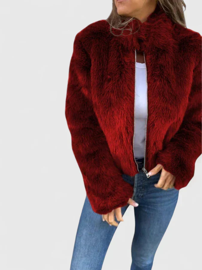 Veste en fausse fourrure à col montant — Amielle Paris