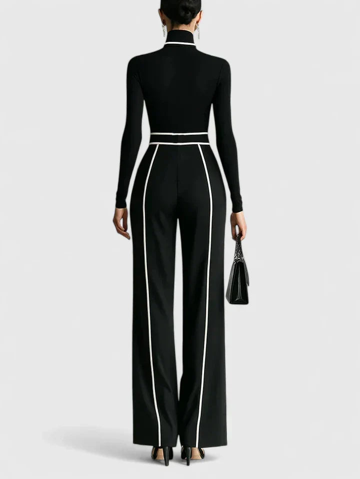 Ensemble col roulé et pantalon large à détails contrastés — Amielle Paris
