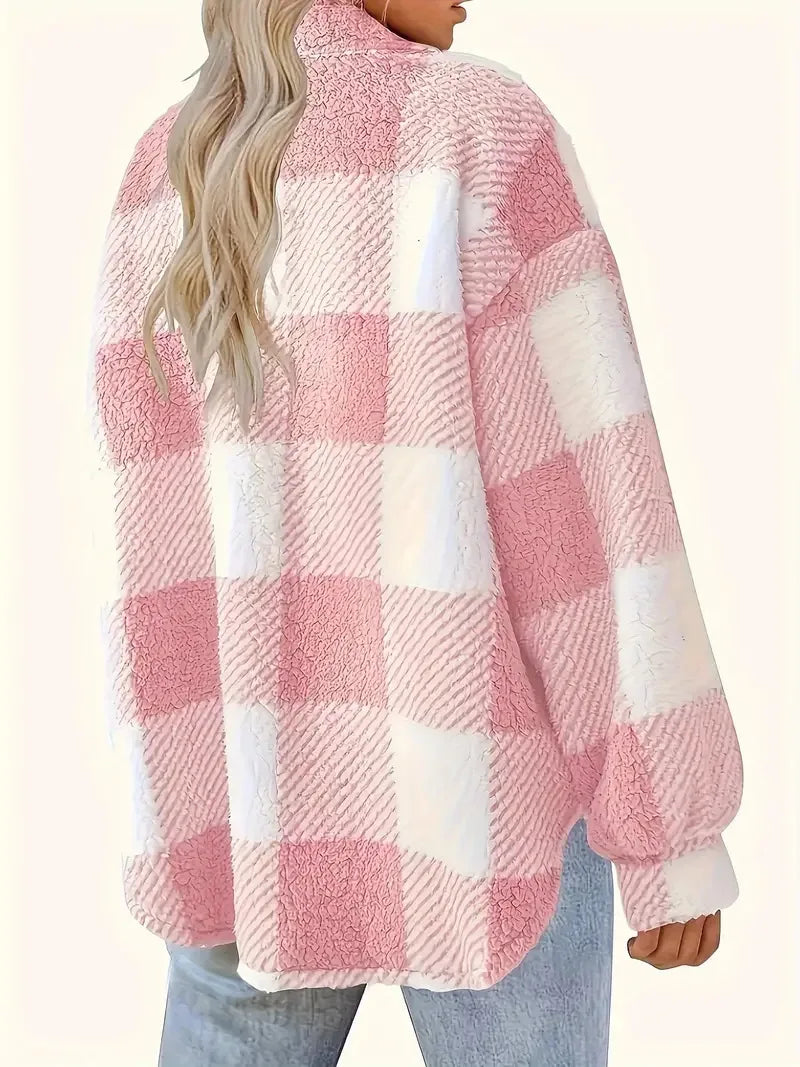 Veste polaire texturée à carreaux — Amielle Paris