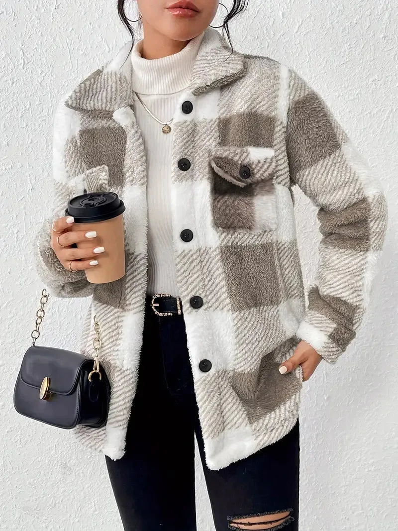 Veste polaire texturée à carreaux — Amielle Paris