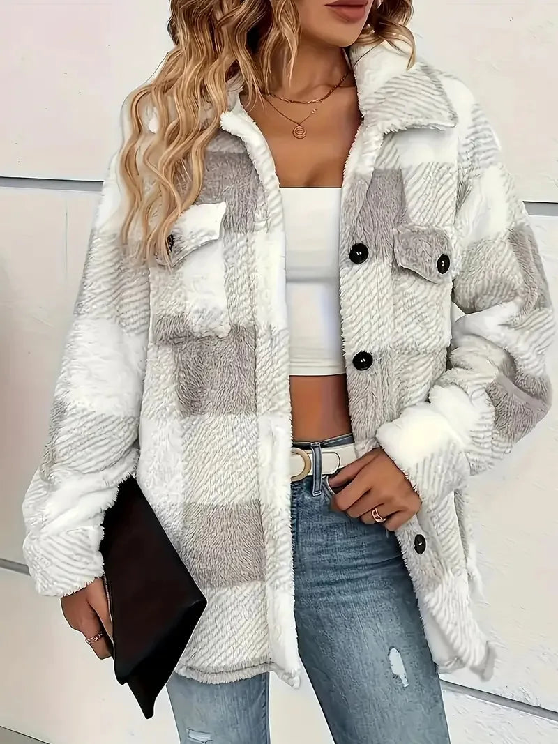 Veste polaire texturée à carreaux — Amielle Paris