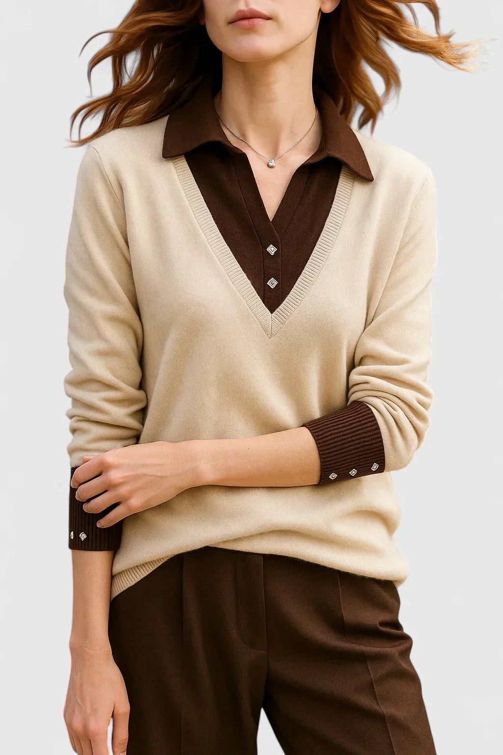 Pull à col polo et finitions contrastées — Amielle Paris