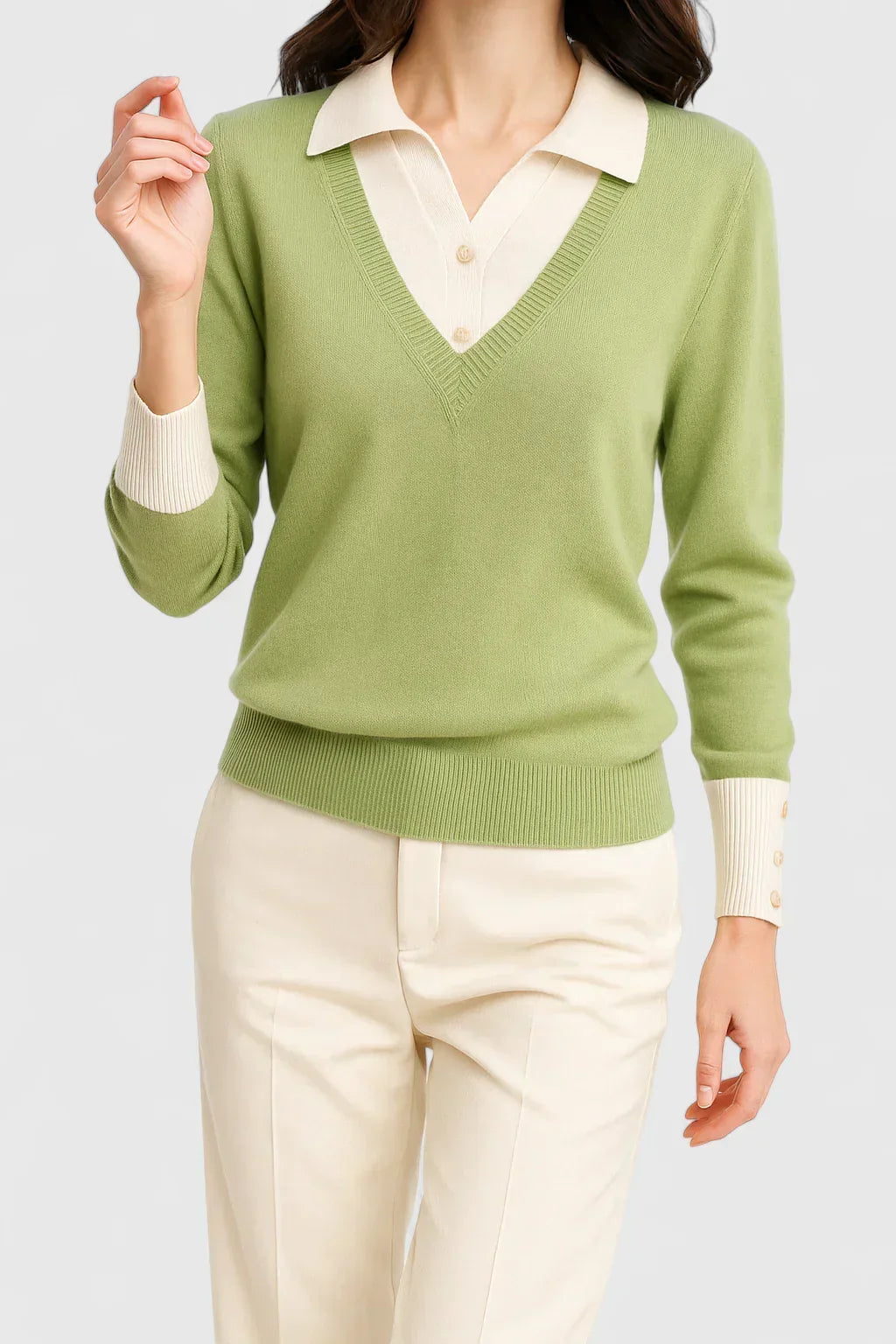 Pull à col polo et finitions contrastées — Amielle Paris