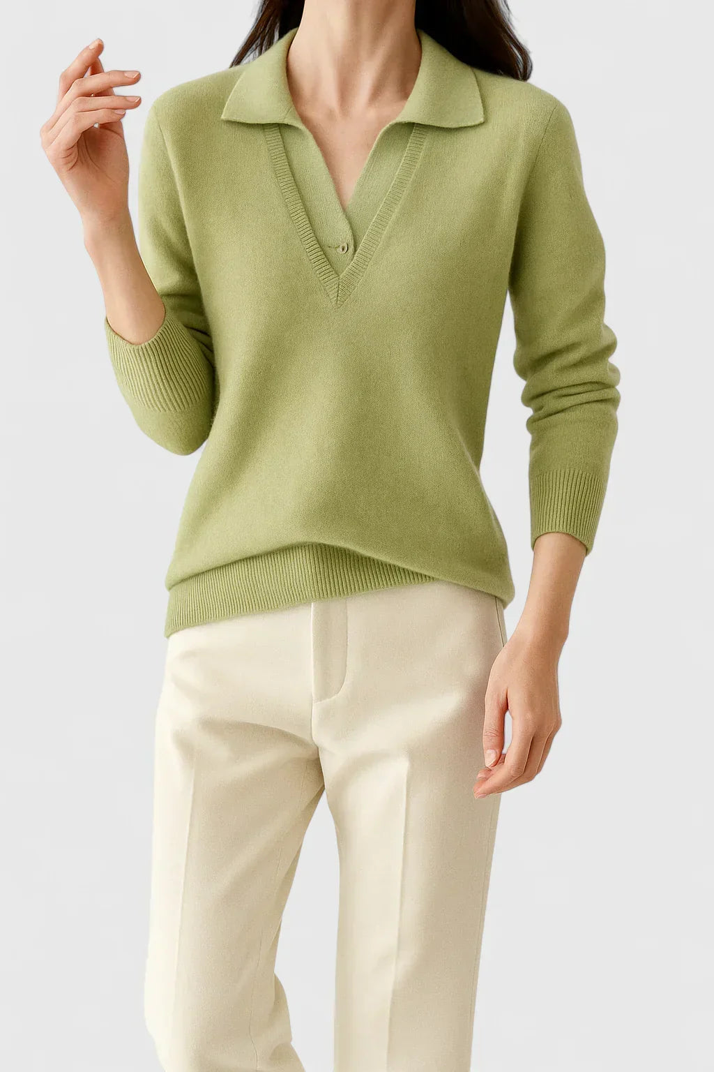 Pull à col polo et finitions contrastées — Amielle Paris