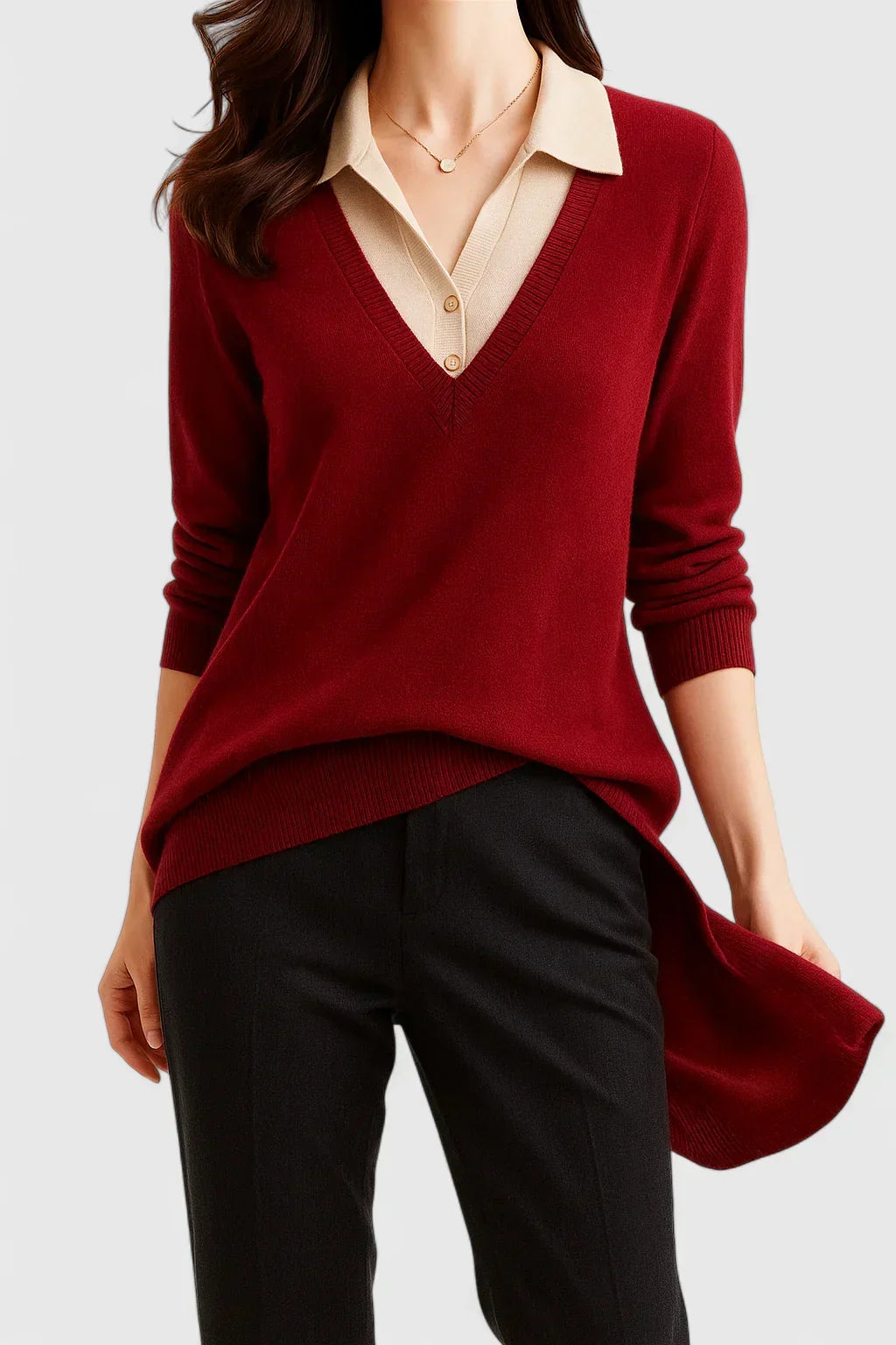 Pull à col polo et finitions contrastées — Amielle Paris