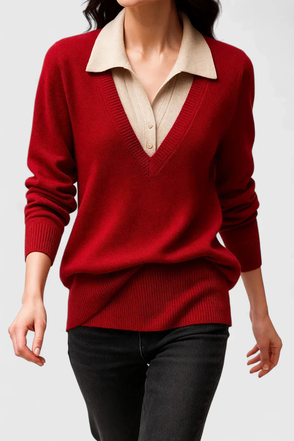 Pull à col polo et finitions contrastées — Amielle Paris