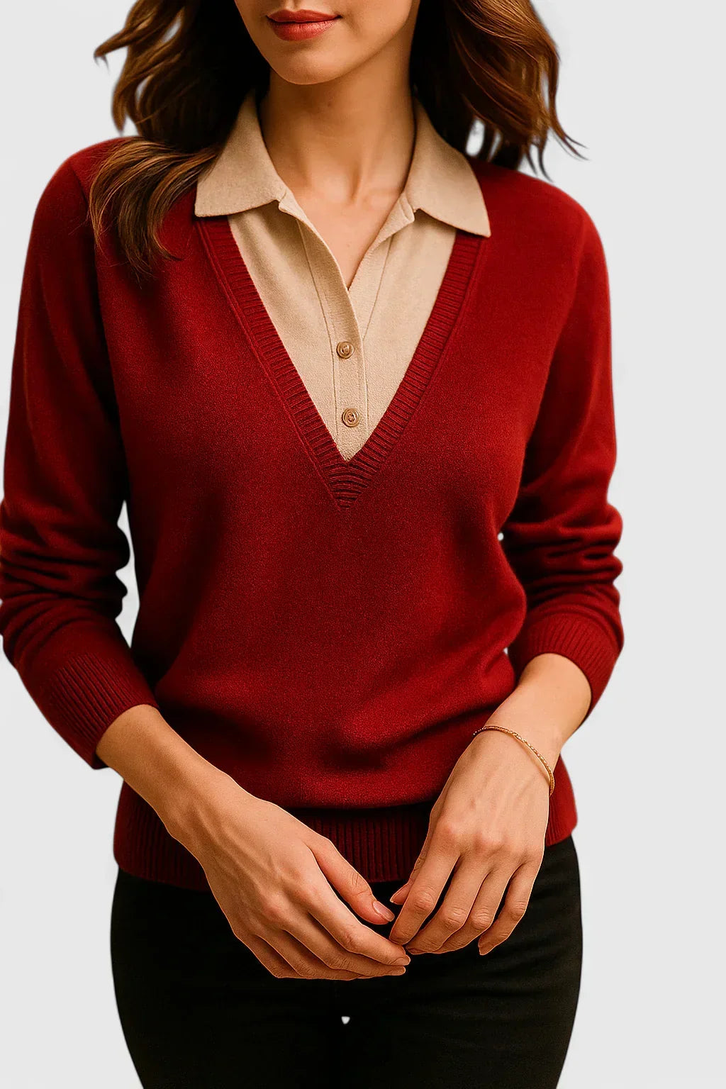 Pull à col polo et finitions contrastées — Amielle Paris