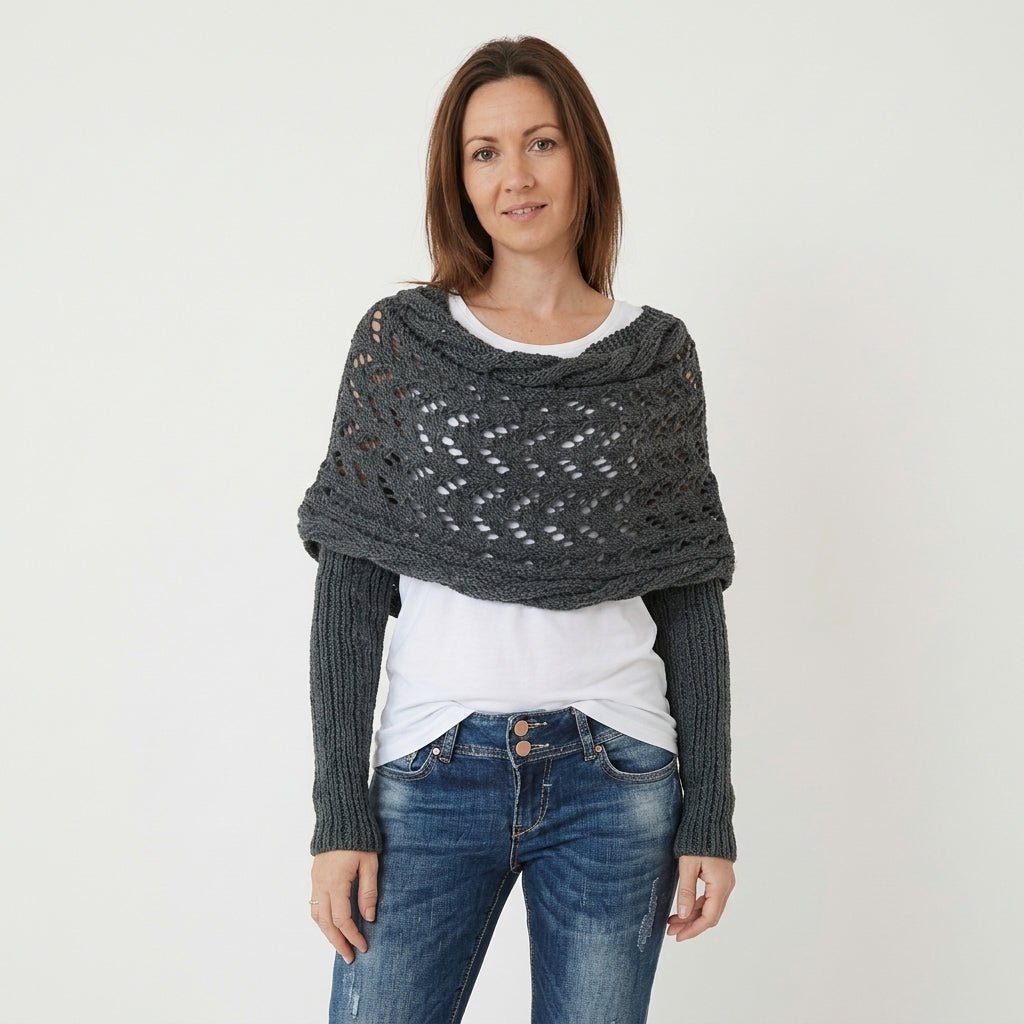 Écharpe enveloppante en grosse maille torsadée — Amielle Paris