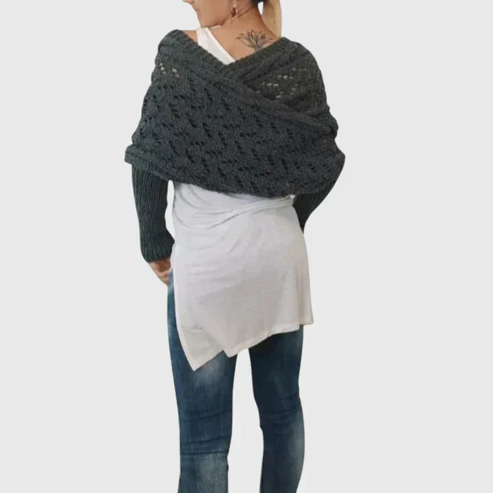 Écharpe enveloppante en grosse maille torsadée — Amielle Paris