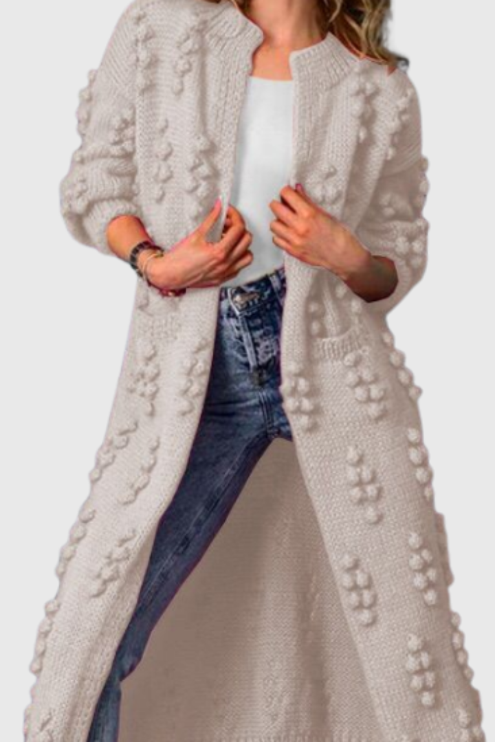 Gilet long en grosse maille à boules en relief — Amielle Paris