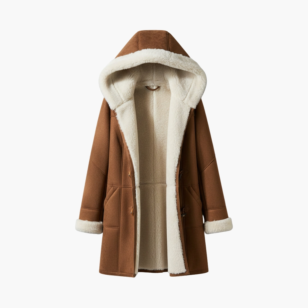Manteau à capuche doublé de polaire à brandebourgs — Amielle Paris