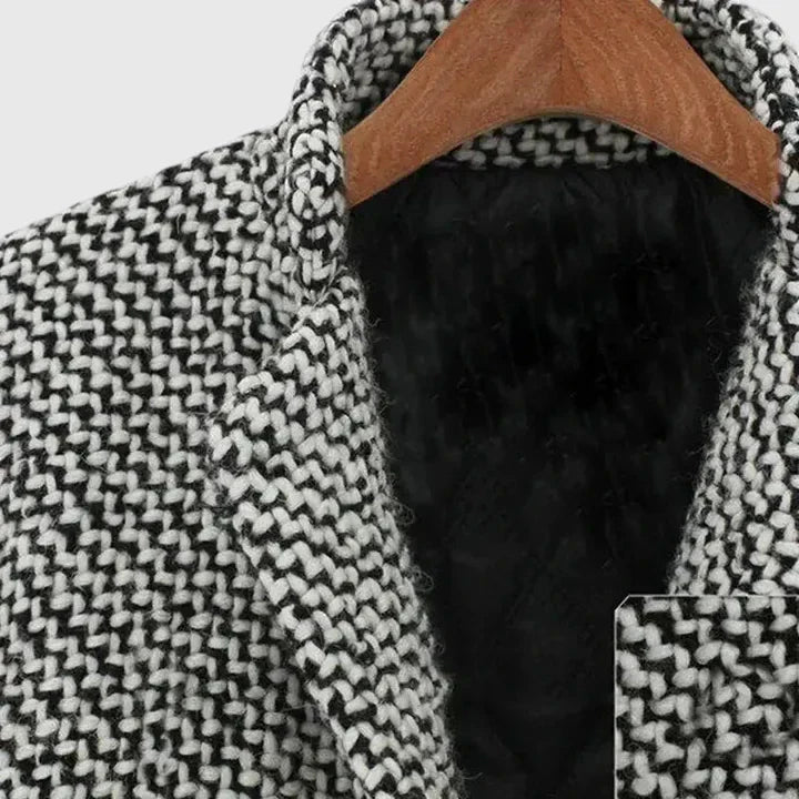 Manteau long en tweed pied-de-poule doublé matelassé — Amielle Paris