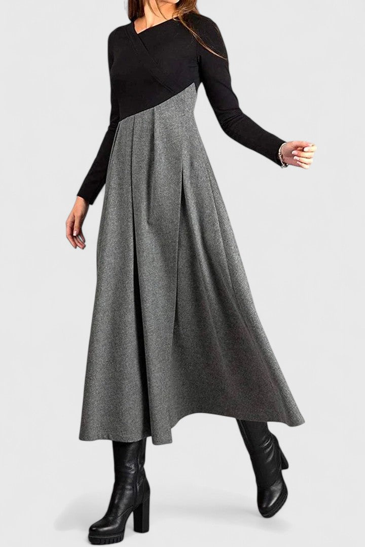 Robe longue bicolore à manches longues — Amielle Paris