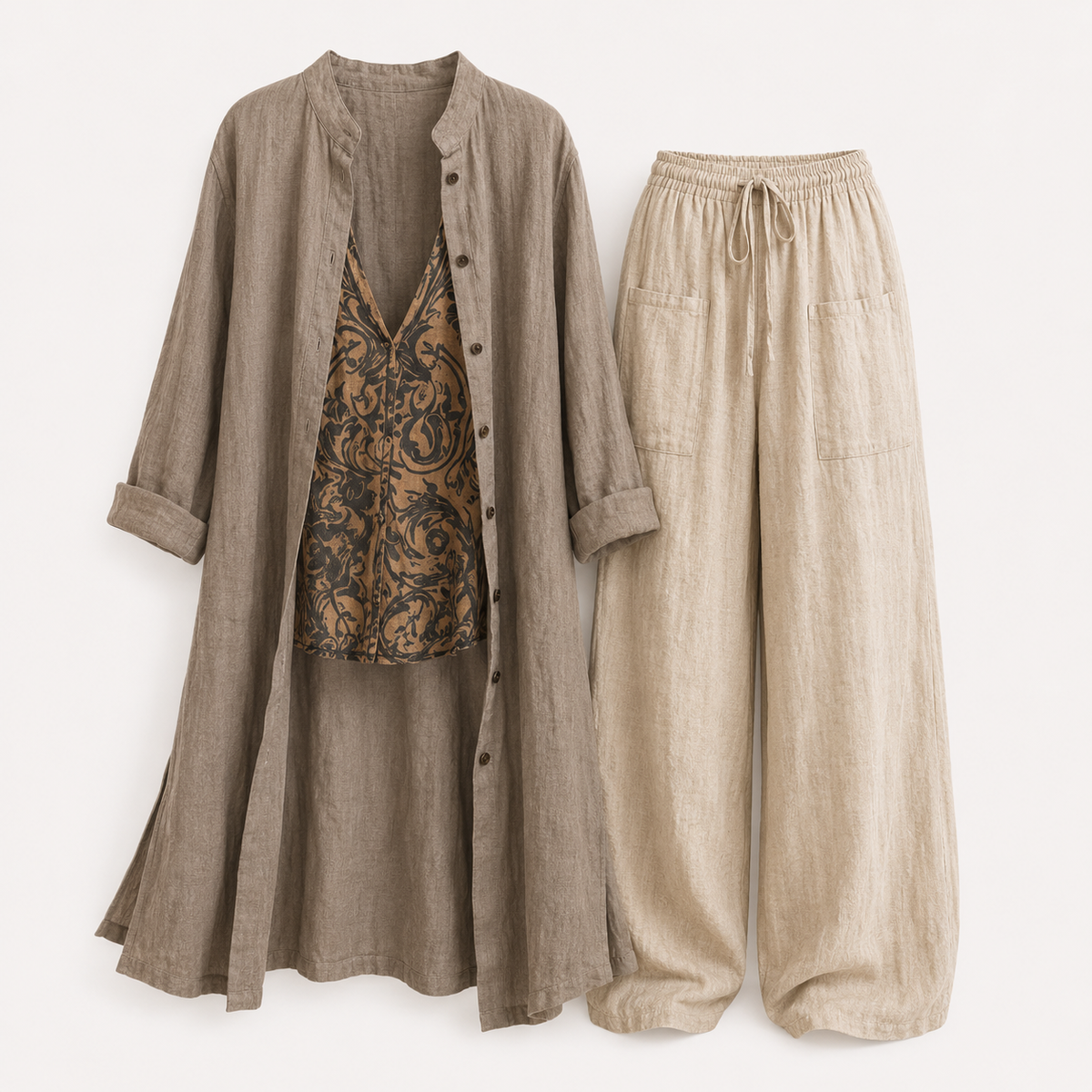 Astrid | Ensemble ample trois pièces en lin — Amielle Paris