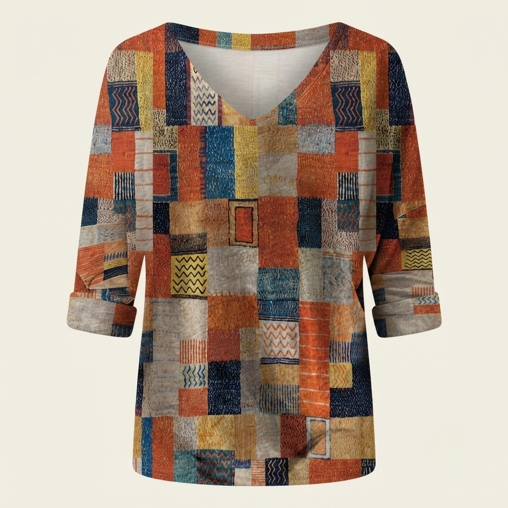 Sophie | Blouse à imprimé effet patchwork — Amielle Paris